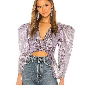 New Atoir Close Call Metallic Crop Top Purple